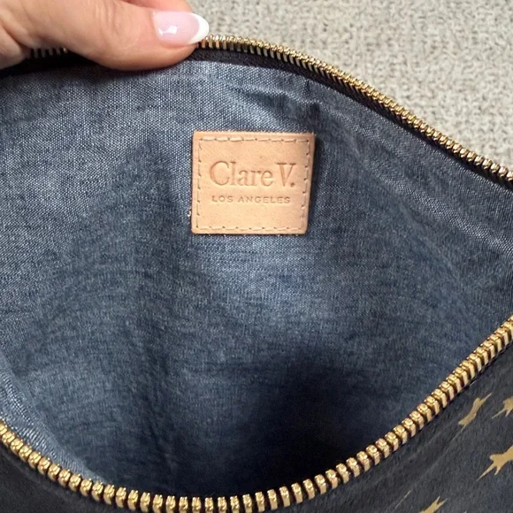 Clare V Black Clutch with Gold Star Details - Picture 4 of 4